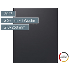 Buchkalender Mod. Manager Wt 7 weektimer 2027 | 210×260 mm, Kunststoff, schwarz