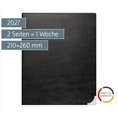 Buchkalender Mod. Manager Wt 7 weektimer 2027 | 210×260 mm, Kunstleder, schwarz