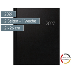 Buchkalender Mod. Manager Wt 7 weektimer 2027 | 21×26 cm, Kunststoff, schwarz