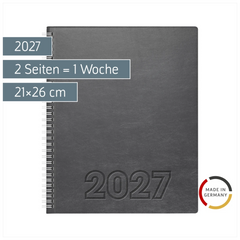 Buchkalender Mod. Manager Wt 7 weektimer 2027 | 21×26 cm, Kunstleder, grau