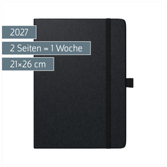 Buchkalender Kompagnon Mod. 761 66 2027 | 21×26 cm, Kunststoff, schwarz