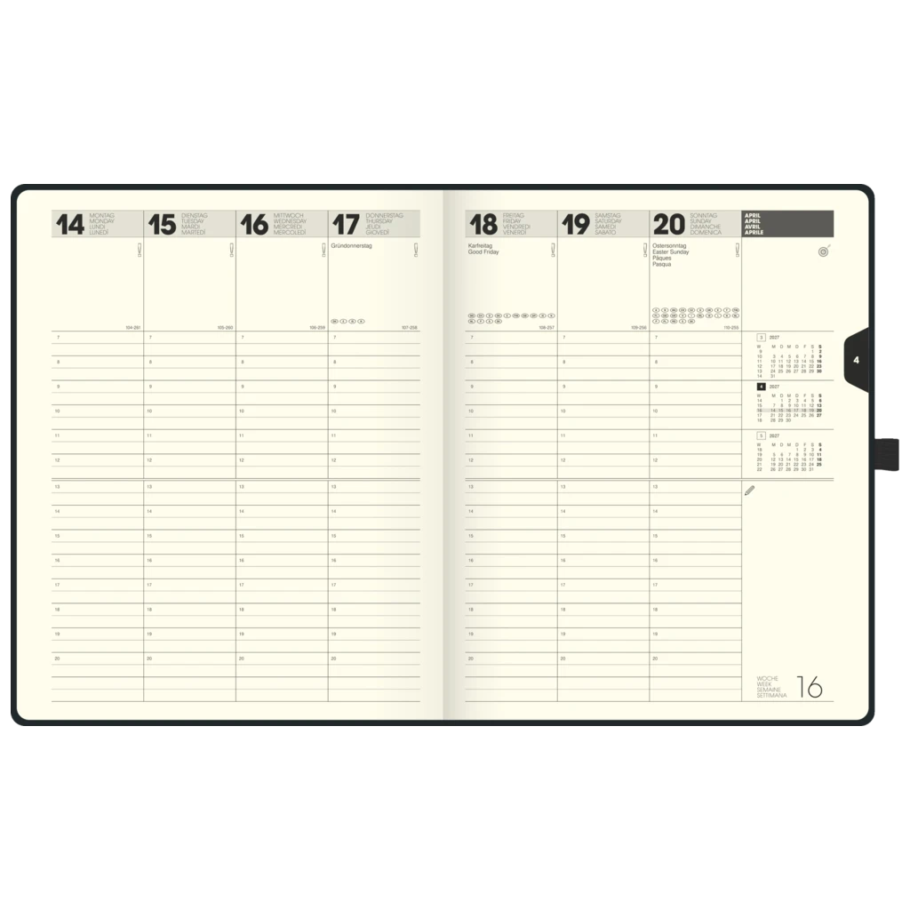 Buchkalender Kompagnon Mod. 761 66 2027 | 21×26 cm, Kunststoff, schwarz
