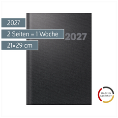 Buchkalender Mod. 763 2027 | A4, Kunststoff, vulkanschwarz