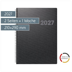 Buchkalender Mod. 763 2027 | A4, Kunststoff, vulkanschwarz