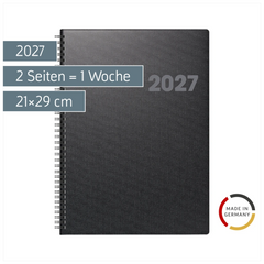 Buchkalender Mod. 763 2027 | A4, Kunststoff, vulkanschwarz