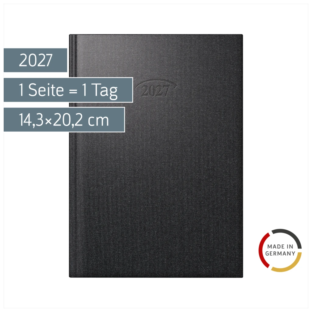 Buchkalender Mod. 765 2027 | A5, Kunststoff, vulkanschwarz