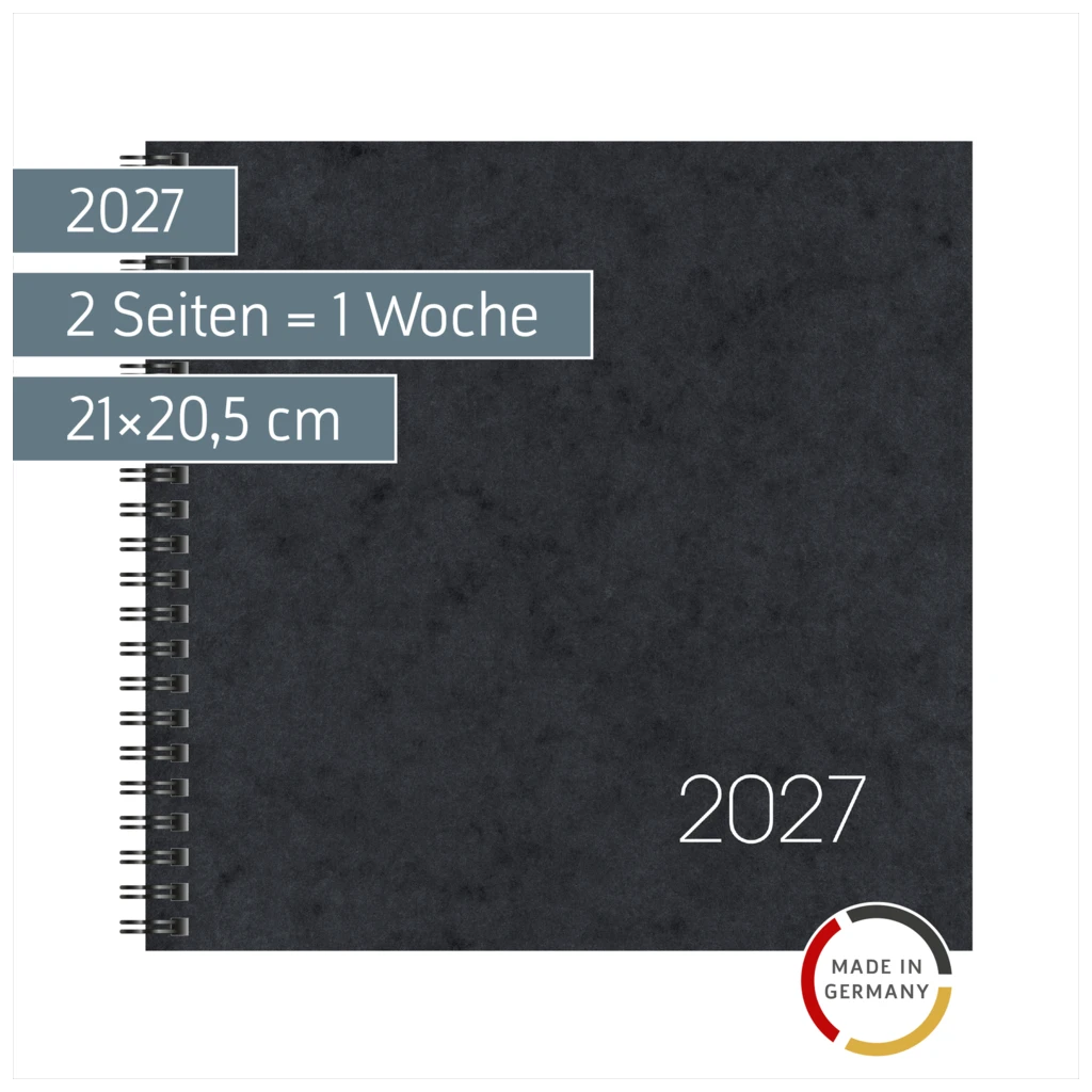 Buchkalender Mod. 766 2027 | 21×20,5 cm, Karton, schwarz