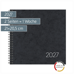 Buchkalender Mod. 766 2027 | 21×20,5 cm, Karton, schwarz