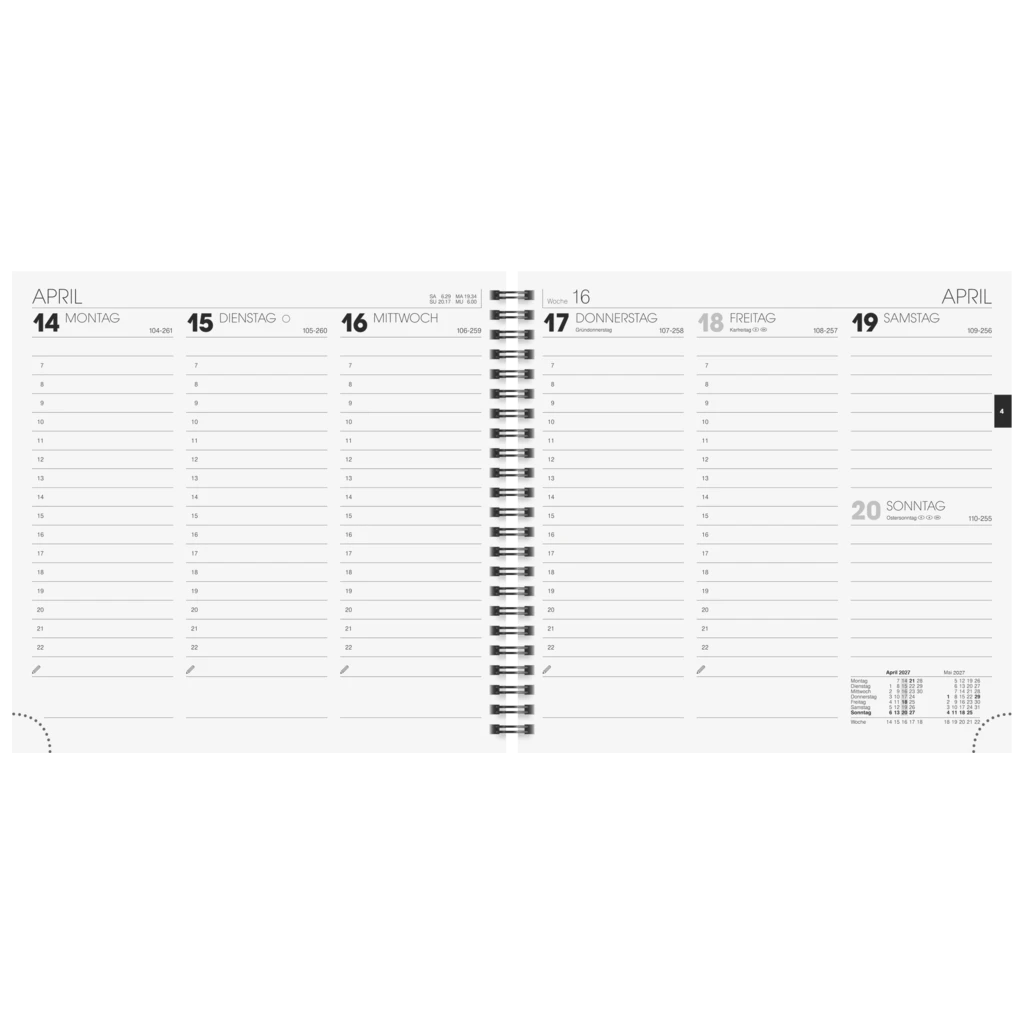 Buchkalender Mod. 766 2027 | 21×20,5 cm, Karton, schwarz