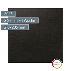 Buchkalender Mod. 766 2027 | 210×205 mm, Kunststoff, schwarz