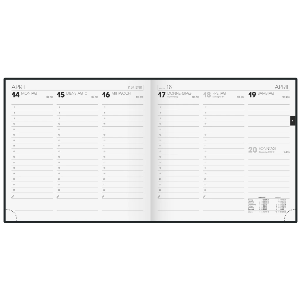 Buchkalender Mod. 766 2027 | 21×20,5 cm, Kunststoff, schwarz