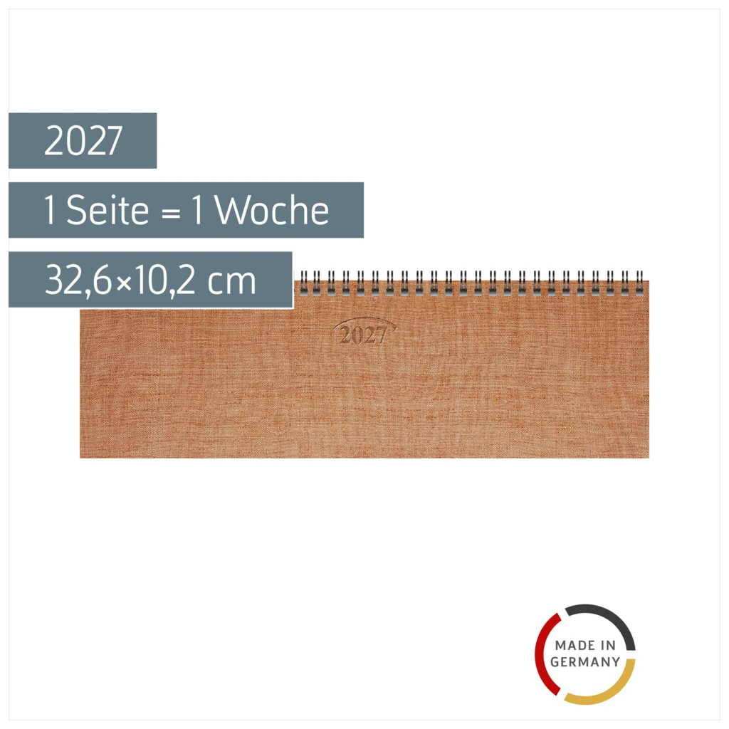 Querterminbuch Mod. 771 2027 | 32,6×10,2 cm, Karton, kupfer