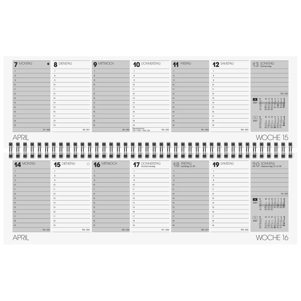 Querterminbuch Mod. 771 2027 | 32,6×10,2 cm, Karton, kupfer