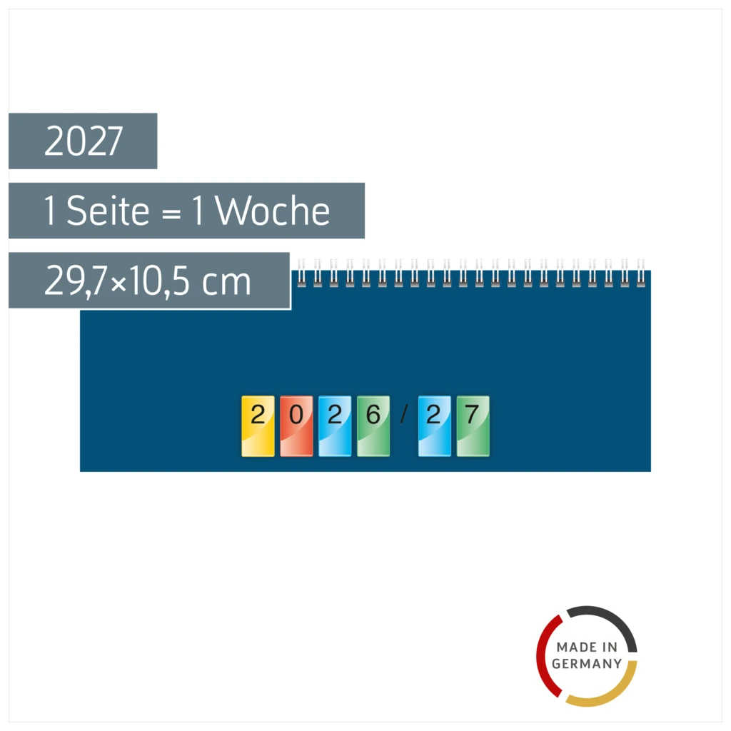 Querterminbuch DATAline Mod. 771 2027 | 29,7×10,5 cm, Karton, blau