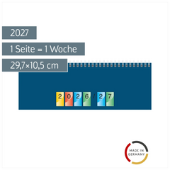Querterminbuch DATAline Mod. 771 2027 | 29,7×10,5 cm, Karton, blau