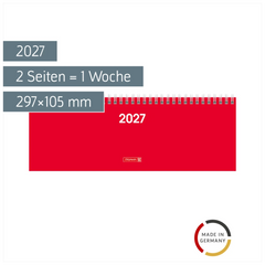 Querterminbuch Colour Line Mod. 772 2027 | 297×105 mm, Karton, rot