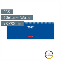 Querterminbuch Colour Line Mod. 772 2027 | 297×105 mm, Karton, blau