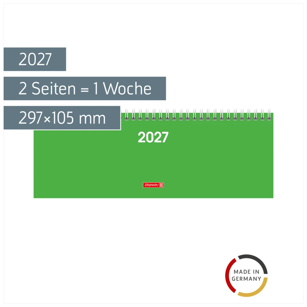 Querterminbuch Colour Line Mod. 772 2027 | 297×105 mm, Karton, grün