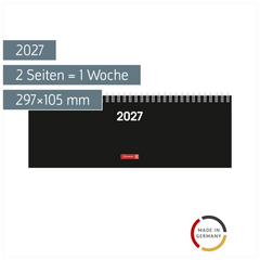 Querterminbuch Colour Line Mod. 772 2027 | 297×105 mm, Karton, schwarz