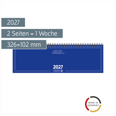 Querterminbuch Mod. 774 2027 | 326×102 mm, Karton, blau
