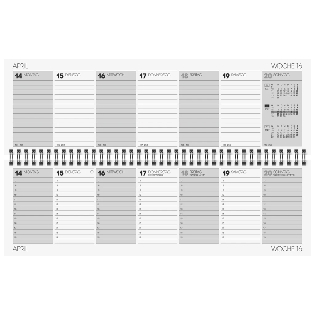 Querterminbuch Mod. 774 2027 „Black Classic“ | 32,6×10,2 cm, Kunststoff