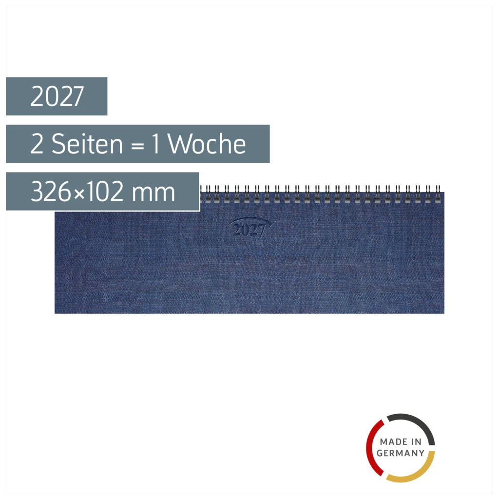 Querterminbuch Mod. 777 2027 | 326×102 mm, Karton, blau