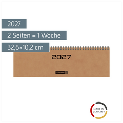 Querterminbuch Mod. 777 2027 | 32,6×10,2 cm, Karton, braun