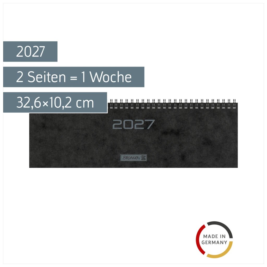 Querterminbuch Mod. 777 2027 | 32,6×10,2 cm, Karton, schwarz