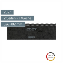 Querterminbuch Mod. 777 2027 | 326×102 mm, Karton, schwarz