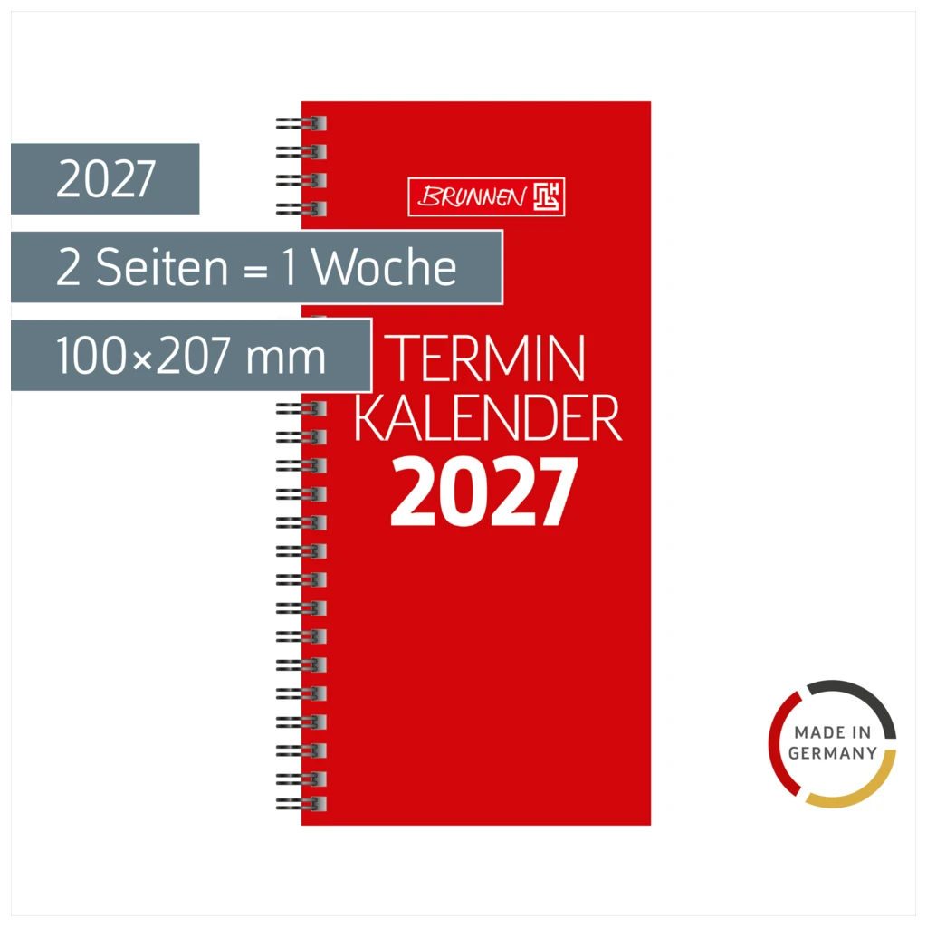 Vormerkbuch Mod. 780 2027 | 100×207 mm, Karton, rot