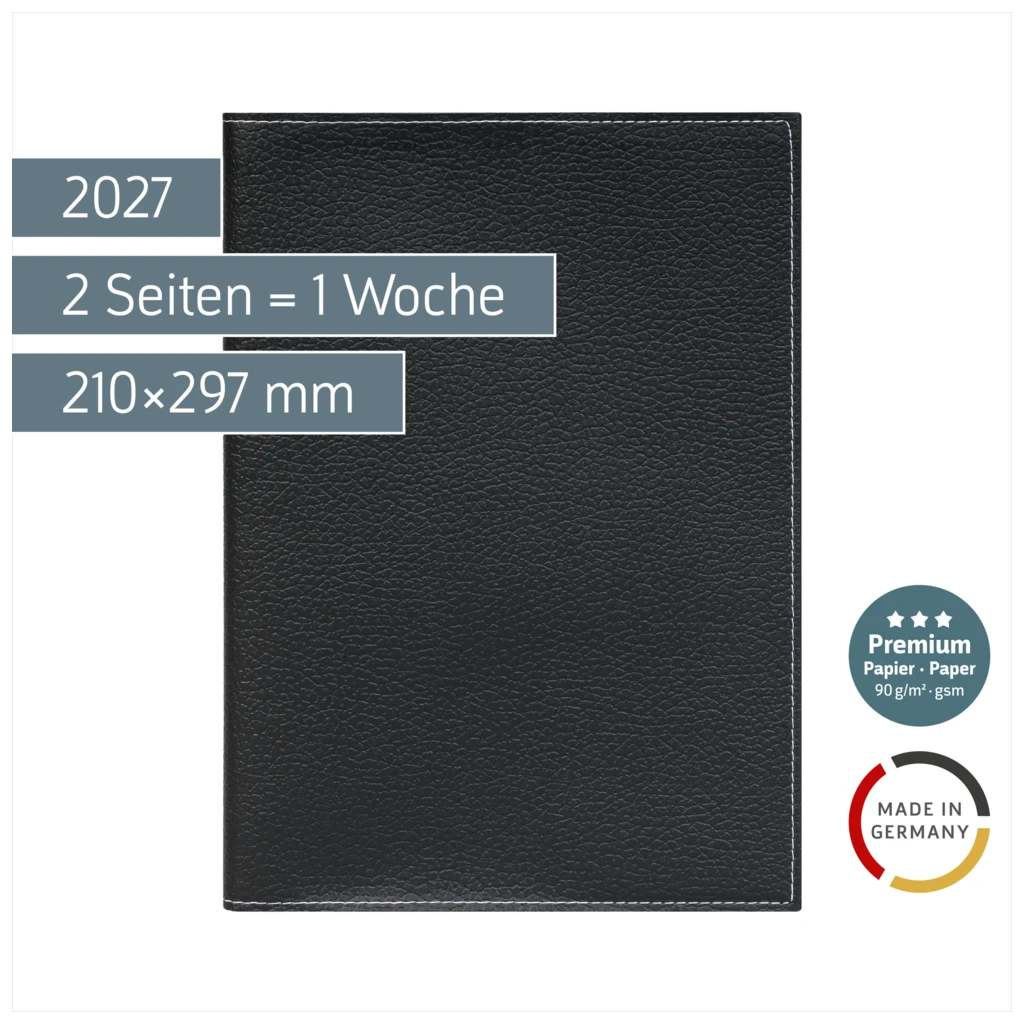 Buchkalender Premium Mod. 781 2027 | A4, Kunstleder, schwarz