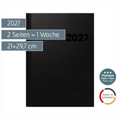 Buchkalender Premium Mod. 781 2027 | A4, Kunststoff, schwarz