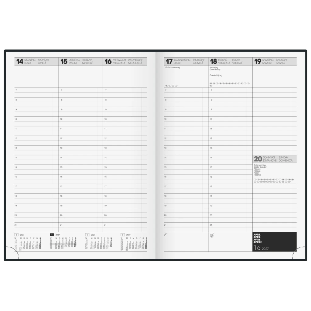 Buchkalender Premium Mod. 781 2027 | A4, Kunststoff, schwarz