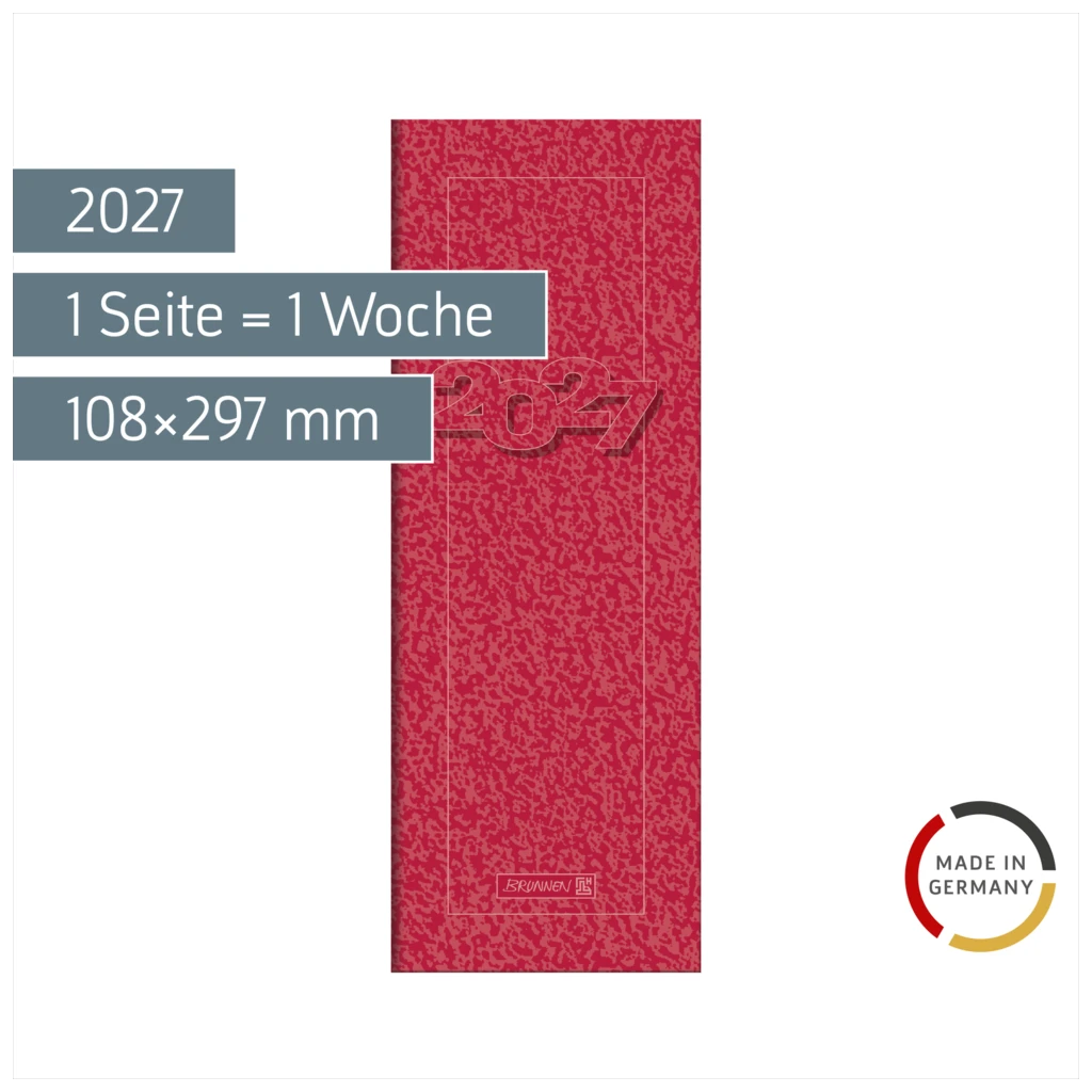 Vormerkbuch Mod. 782 2027 | 108×297 mm, Karton, rot