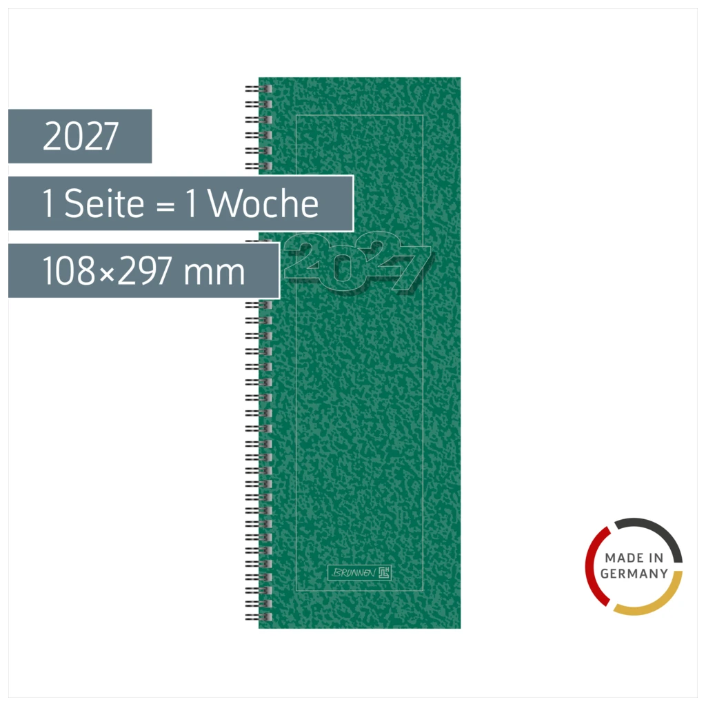 Vormerkbuch Mod. 782 2027 | 108×297 mm, Karton, grün