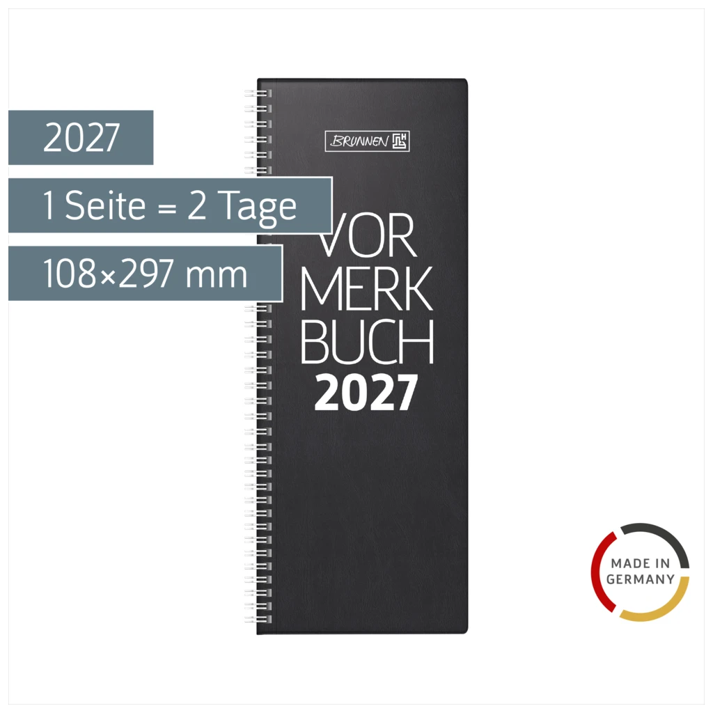 Vormerkbuch Mod. 784 2027 | 108×297 mm, Kunststoff, schwarz