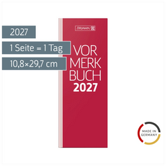 Vormerkbuch Mod. 785 2027 | 10,8×29,7 cm, Papier, rot