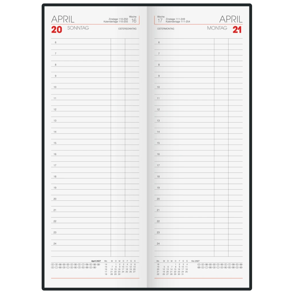 Vormerkbuch Mod. 785 2027 | 10,8×29,7 cm, Papier, rot