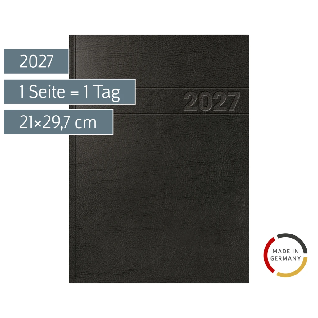 Buchkalender Mod. 787 2027 | A4, Kunststoff, schwarz