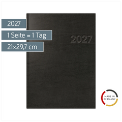 Buchkalender Mod. 787 2027 | A4, Kunststoff, schwarz