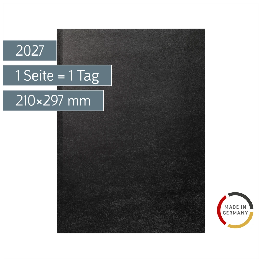 Buchkalender Mod. 787 2027 | A4, Kunstleder, schwarz