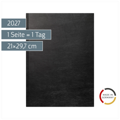 Buchkalender Mod. 787 2027 | A4, Kunstleder, schwarz