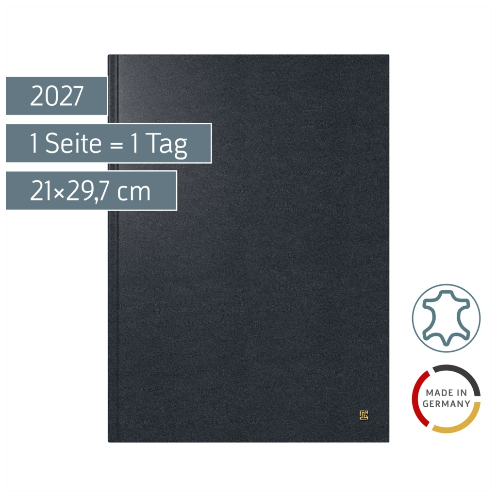 Buchkalender Mod. 787 2027 | A4, Leder, schwarz