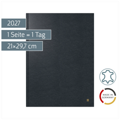 Buchkalender Mod. 787 2027 | A4, Leder, schwarz