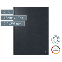 Buchkalender Mod. 787 2027 | A4, Leder, schwarz