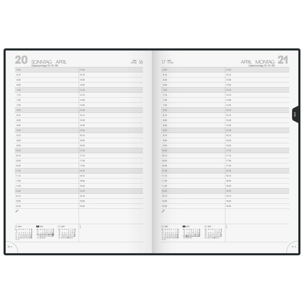Buchkalender Mod. 787 2027 | A4, Leder, schwarz