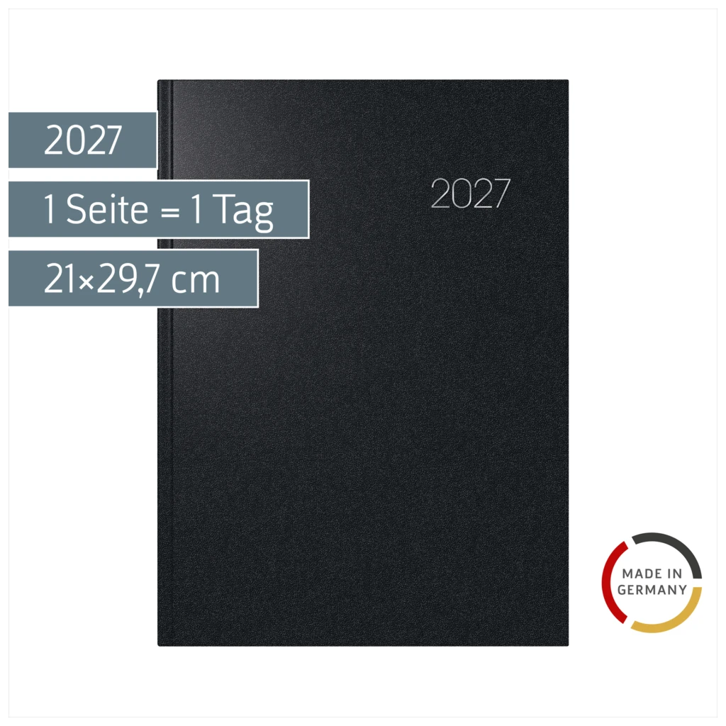 Buchkalender Mod. 787 2027 | A4, Kunststoff, schwarz