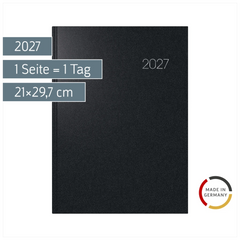 Buchkalender Mod. 787 2027 | A4, Kunststoff, schwarz