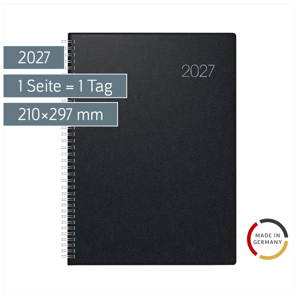 Buchkalender Mod. 787 2027 | A4, Kunststoff, schwarz