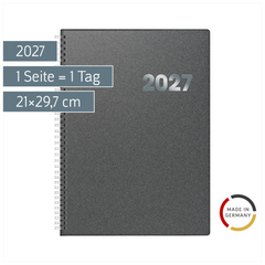 Buchkalender Mod. 789 2027 | A4, Kunststoff, grau